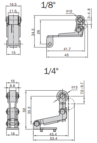 one-way-roller-lever-bspp-diagram