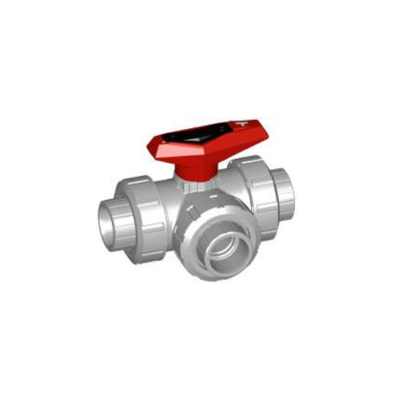 3-Way T-Port Ball Valve FPM Plain Metric