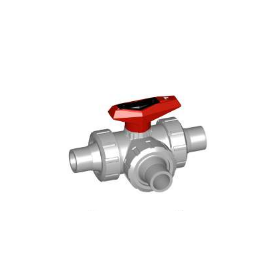 3-Way L-Port Spigot Ball Valve FPM