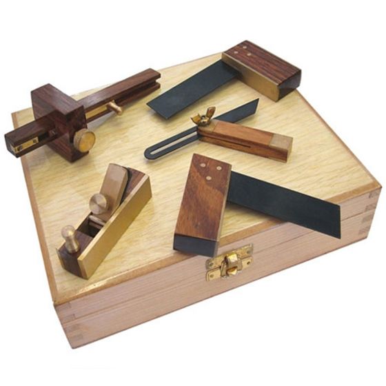 Carpenters 5 Piece Miniature Tool Kit with Wooden Box