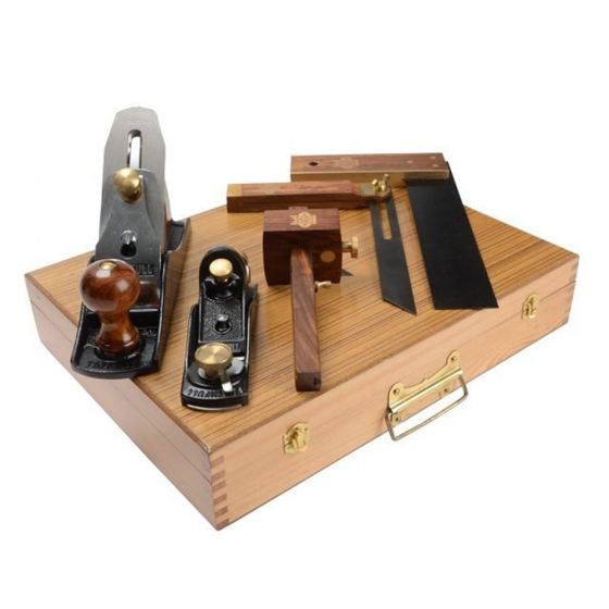 Carpenters 5 Piece Tool Kit with Wooden Box