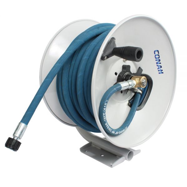 Blue 2 Wire Pressure Wash Hose Reel Manual Rewind