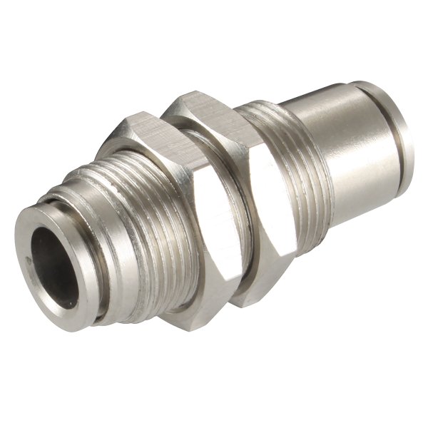 8 bar Metal Push-In Equal Bulkhead | Compressed Air | Pipestock