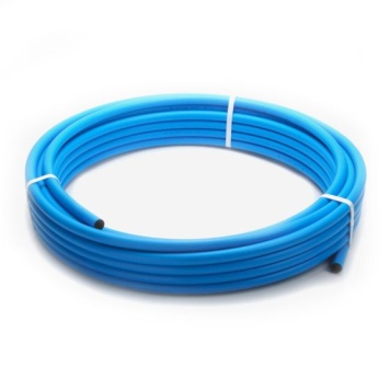 Blue MDPE water pipe coil