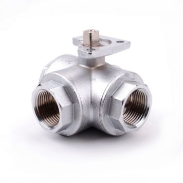 Brass Ball Valve 3 Way L ISO Mount