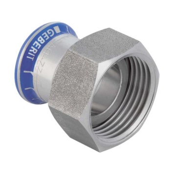 Geberit Mapress Stainless Steel Union Adaptor With CrNi Steel Union Nut
