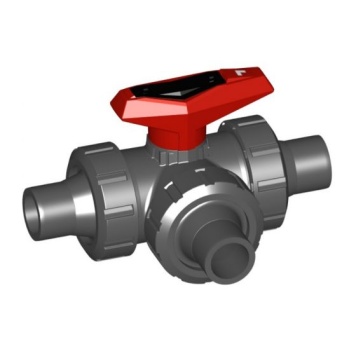 Georg Fischer PVCu Metric 3-Way L-Port Spigot Ball Valve EPDM