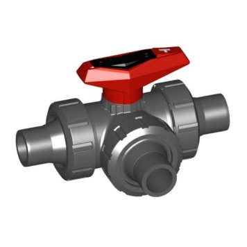 Georg Fischer PVCu Metric 3-Way T-Port Spigot Ball Valve FPM