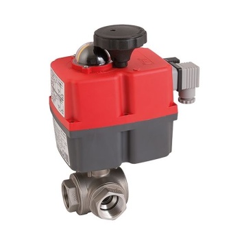J+J Electric Actuated T-Port Stainless Steel 3 Way Ball Valve