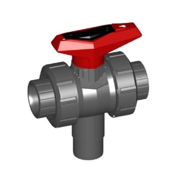 Georg Fischer PVCu Metric 3-Way Vertical L-Port Ball Valve FPM