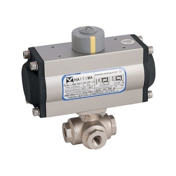 Haitima Pneumatic Actuated SR Brass 3-Way L-Port Valve BSPP