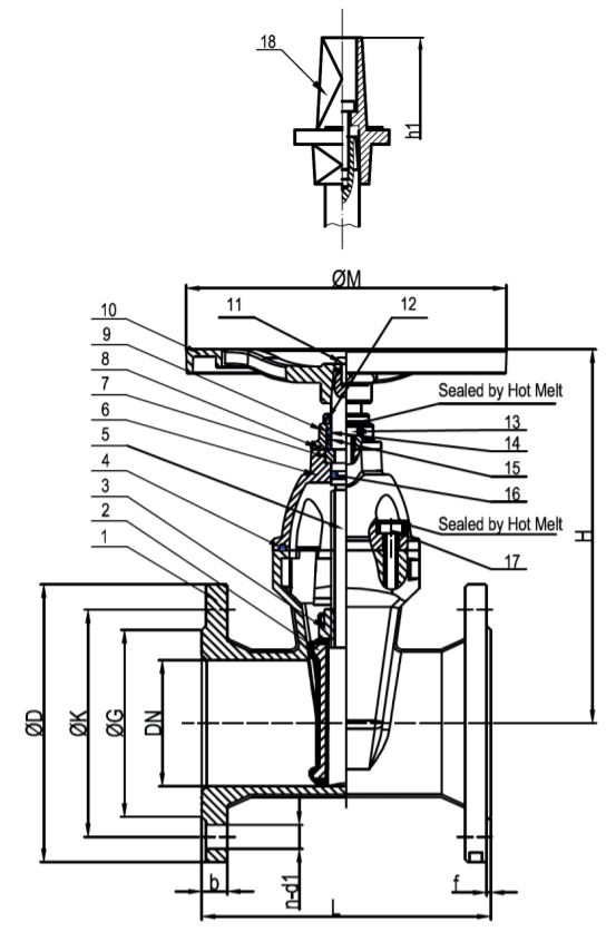 Alb-Art-231-seat-gate-valve-flanged-diagram