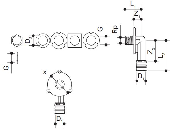 FRÄNKISCHE Alpex F50 PROFI Cistern Elbow Kit Male Thread