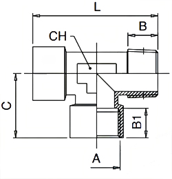 km-npba-Tee-offset-female-bspp-male-bspt-diagram