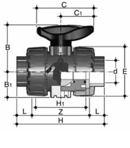 PPh double union ball valve durapipe diagram