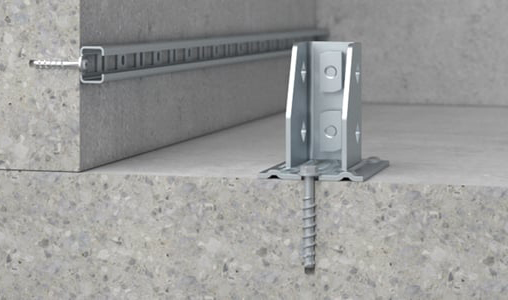 An image displaying Walraven Concrete Screws being used to anchor a wall plate